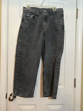🦋 Old Navy Women's High-Rise dark Washed Barrel leg Jeans size 12 petite